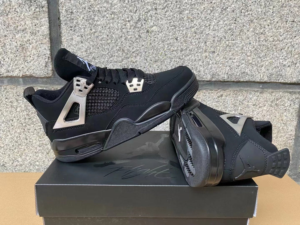 Air Jordan 4 "Black Cat" Sneakers - Chrome Silver