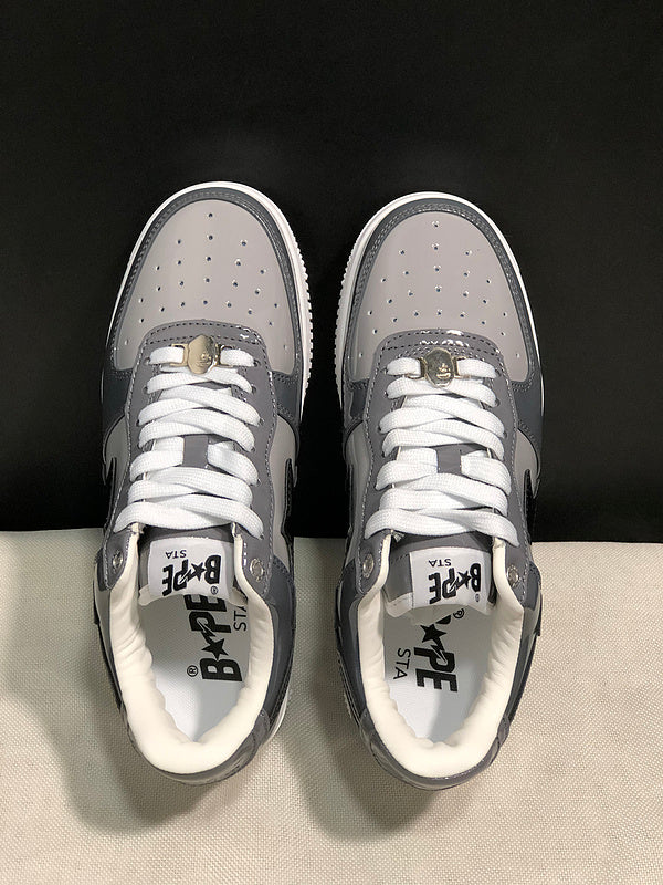 BAPE STA Low Sneakers – Grey/Black/White