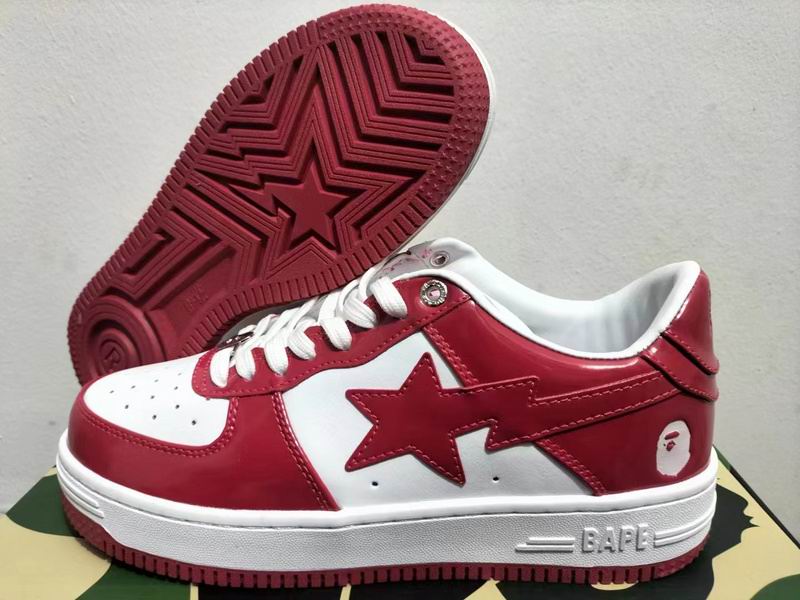 BAPE STA Low-Top Sneakers – Deep Red/White