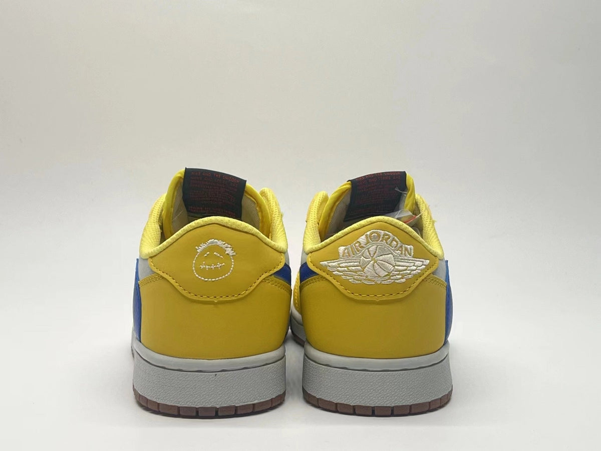AJ1 White & Yellow Reverse Swoosh Sneakers